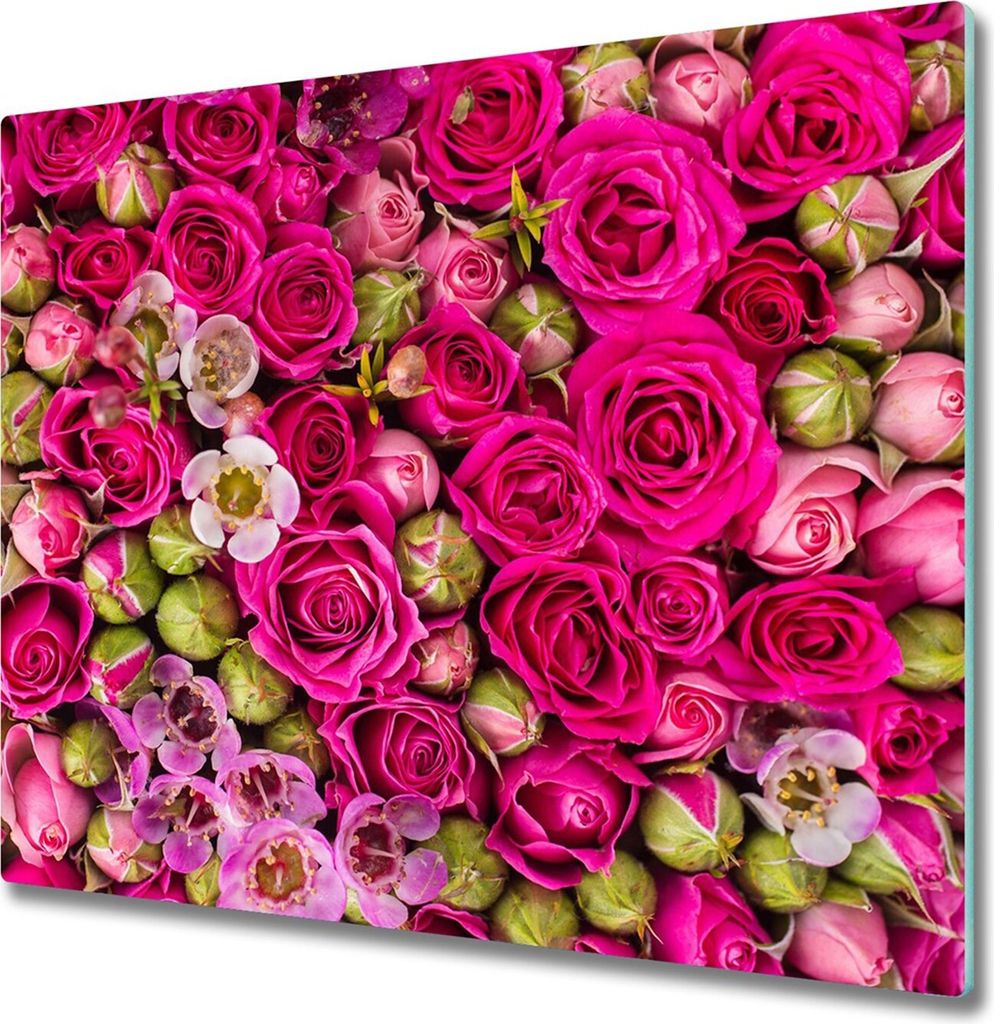 Glas Herdabdeckplatte 60x52 cm Spritzschutz Glasabdeckplatte Schneidebrett Rosen
