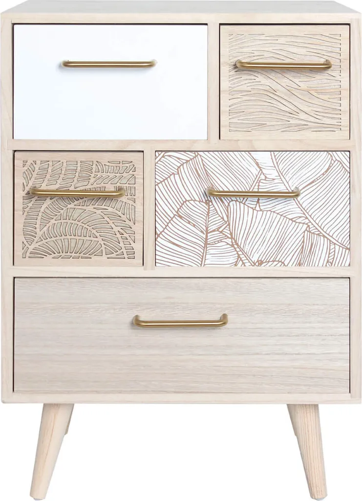 Étagère 5 Tiroirs Rebecca Mobili en Bois Bicolore Style Vintage 85x30cm