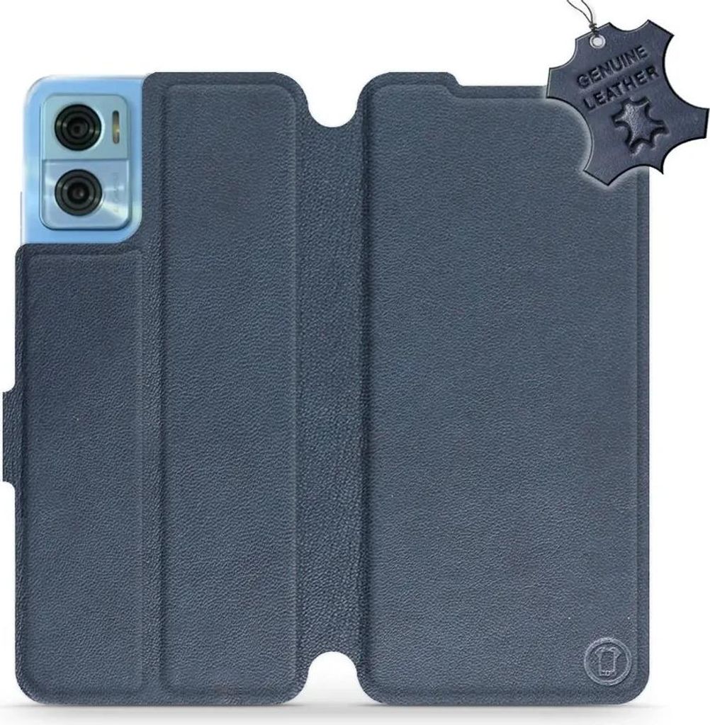 Echtleder Handyhülle für Motorola Moto E22, Mobiwear Leather, Dunkelblau