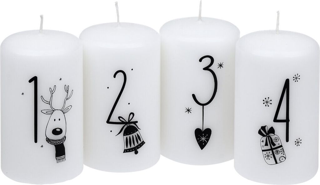 Weihnachtskerzen Stumpenkerzen "Weihnachtszahlen", Produktbild 