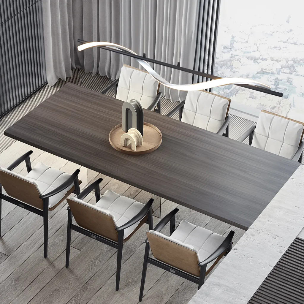 ZMH LED lampada a sospensione tavolo da pranzo lampada a sospensione dimmerabile con telecomando lampada a sospensione 21W 150CM lampada a sospensione a forma di onda regolabile in altezza lampadario - 3