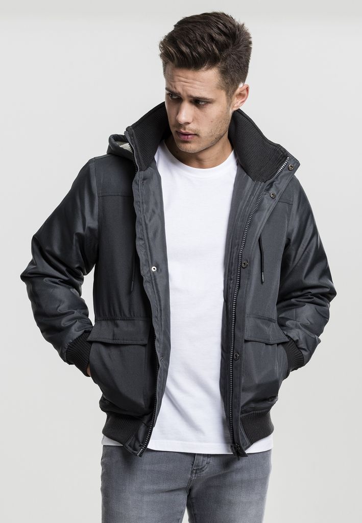 Urban Classics Zimná bunda s kapucňou Heavy, tmavošedá – L Obrázok produktu 