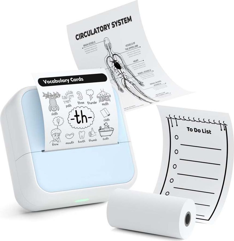 INF 58mm Bluetooth Thermodrucker - Tragbarer Etikettendrucker für iOS & Android Blau