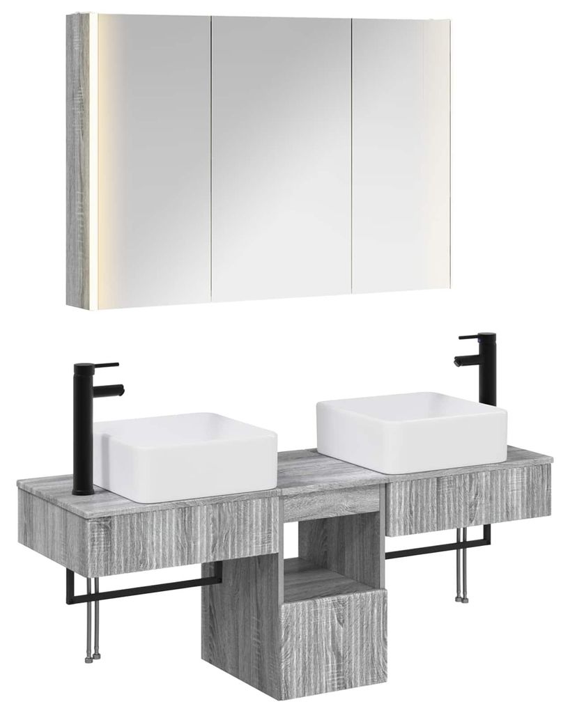 vidaXL Badezimmerschrank-Set 4 pcs Grau Sonoma 103,5 x 15,5 x 70 cm