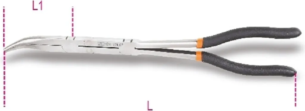 Pinces extra-longues BETA à double articulation avec becs demi-ronds - 2