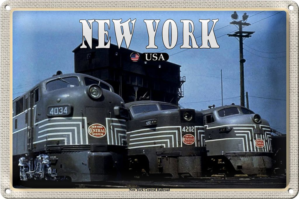 Blechschild Reise 18x12cm New York New York Central Railroad Züge