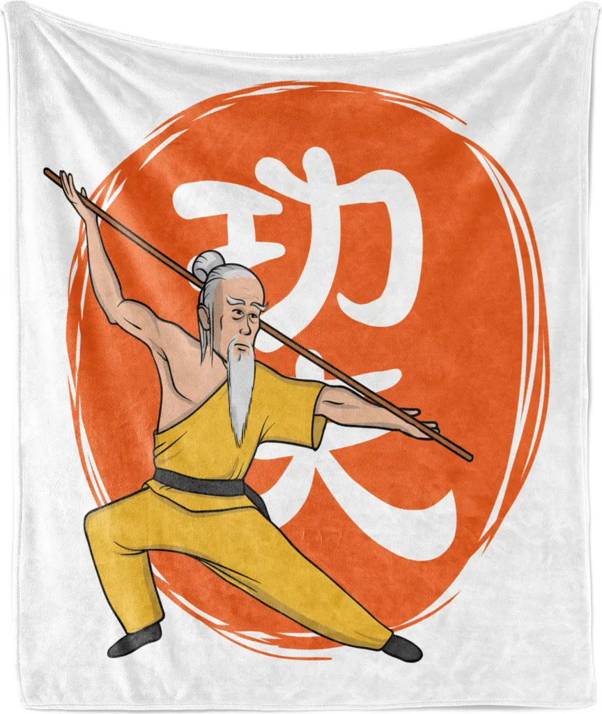 Copriletto Etnico ABAKUHAUS Wushu Shaolin 175x230cm Flanella Pile