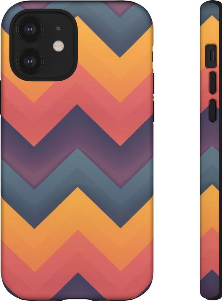 Zickzack-Design mit Farbverlauf in Lila und Orange – Hülle Kompatibel mit iPhone 12