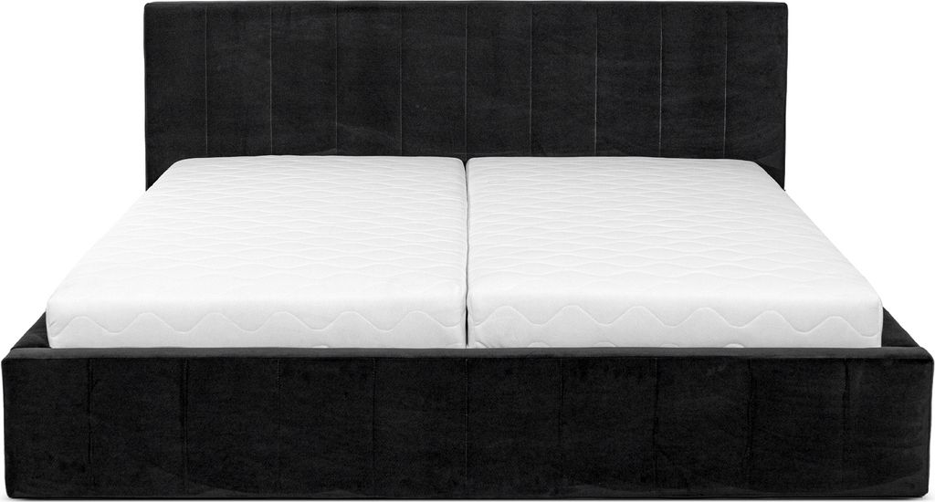 Curacao Polsterbett 120x200cm mit Lattenrost und Stauraum, hydraulisches Federbett, Samt-Polsterbett, Doppelbett, Funktionsbett, schwarz