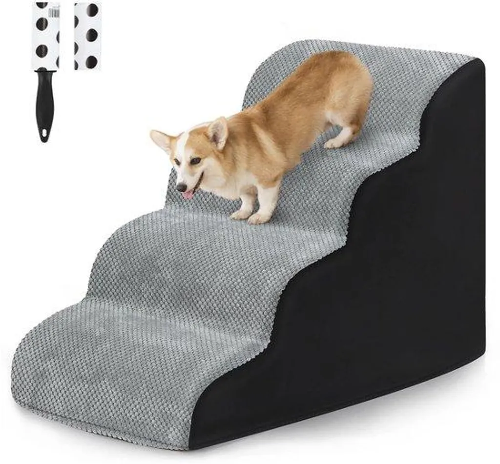 Matelas chien anti-poils et lavable pour lit pliable gris et noir