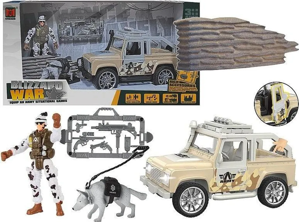Jeep militaire miniature avec accessoires soldat - Jouet armée 1/18