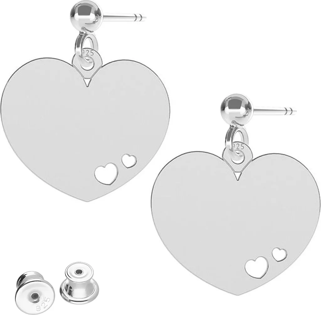 Orecchini Cuore Argento 925 Urban Style - Piastrine Cuori per Ragazza