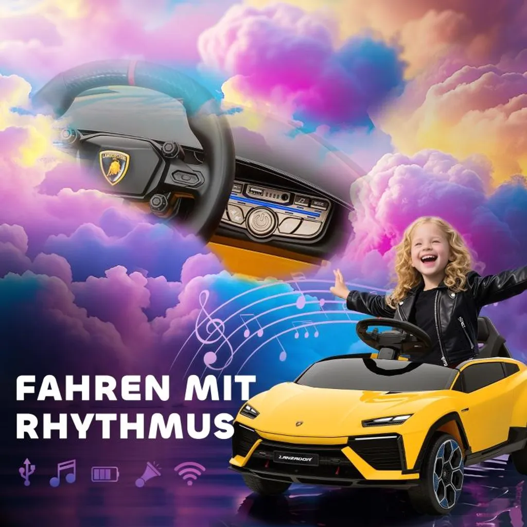 Fortuna Lai Voiture Électrique Enfants 12V avec Télécommande 2.4GHz Jaune - 8