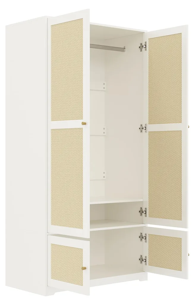 Armoire d'angle Flieks blanche : solution gain de place en rotin - 7