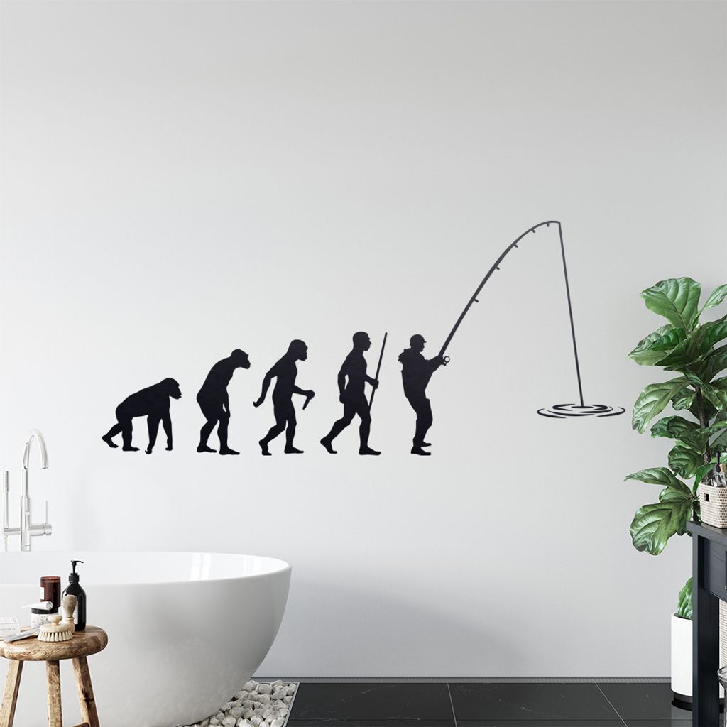 Angler Angeln Evolution Wandtattoo Wandaufkleber Wall Sticker - Dekoration, Küche, Wohnzimmer, Schlafzimmer, Badezimmer