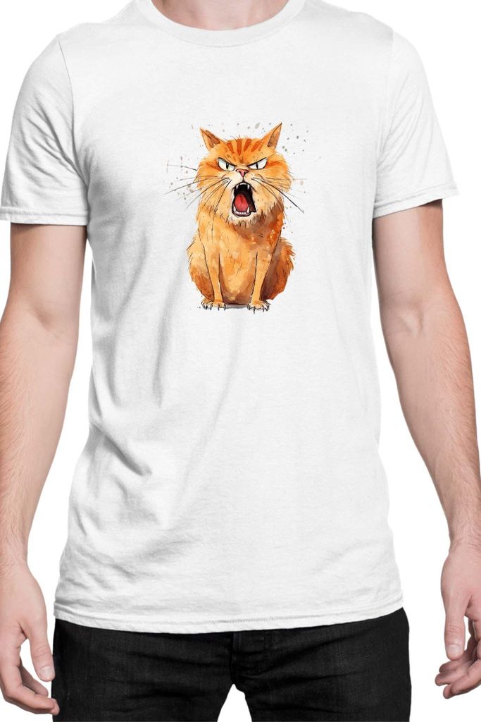 Herren T-Shirt Funny Cats Breeds Kurilian Bobtail Cat, Man 5XL / Weiß