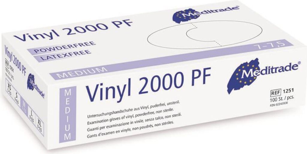 Meditrade® unisex Einmalhandschuhe Vinyl 2000 PF weiß Größe Produktbild 3