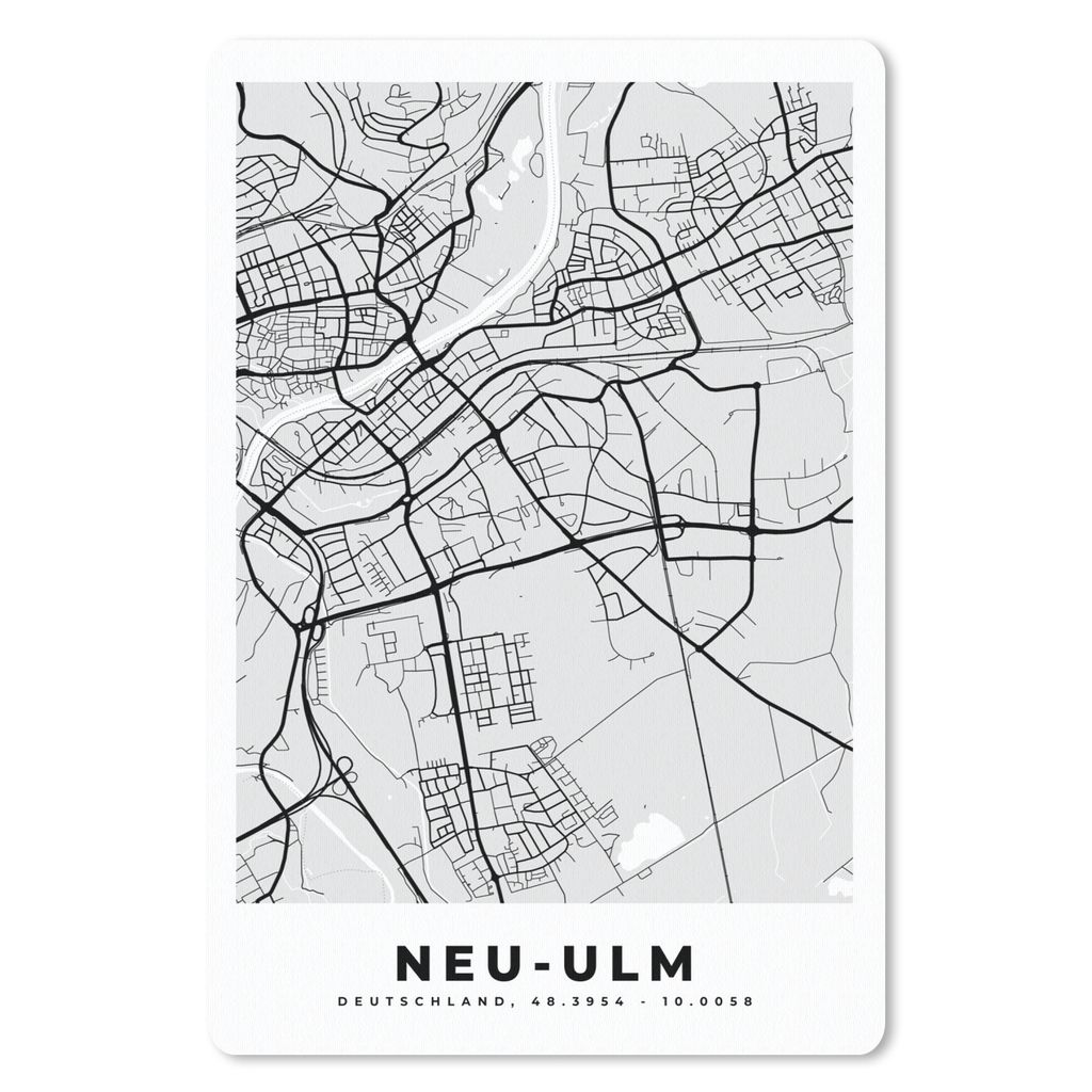 MuchoWow Mauspad Mousepad Karte - Deutschland - Neu-Ulm - Stadtplan 18x27 cm - Mousepads - Maus Mat - Pad - Mausunterlage