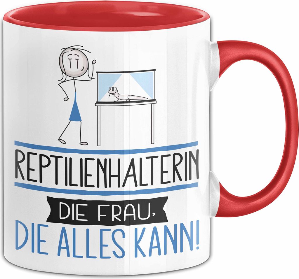 Reptilienhalterin Geschenk Tasse Becher Die Frau Die Allen Kann Geschenkidee für eine Reptilienhalterin Lustig (Rot)