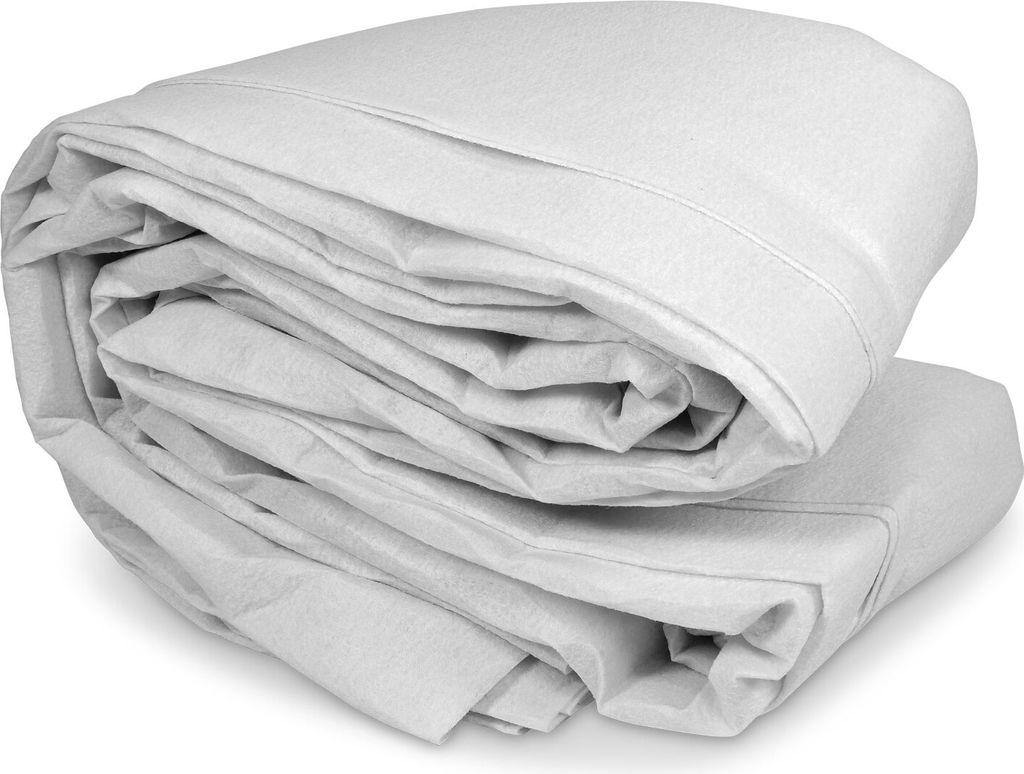 A folded white fabric, likely a protective sheet or tarp, is shown against a white background.