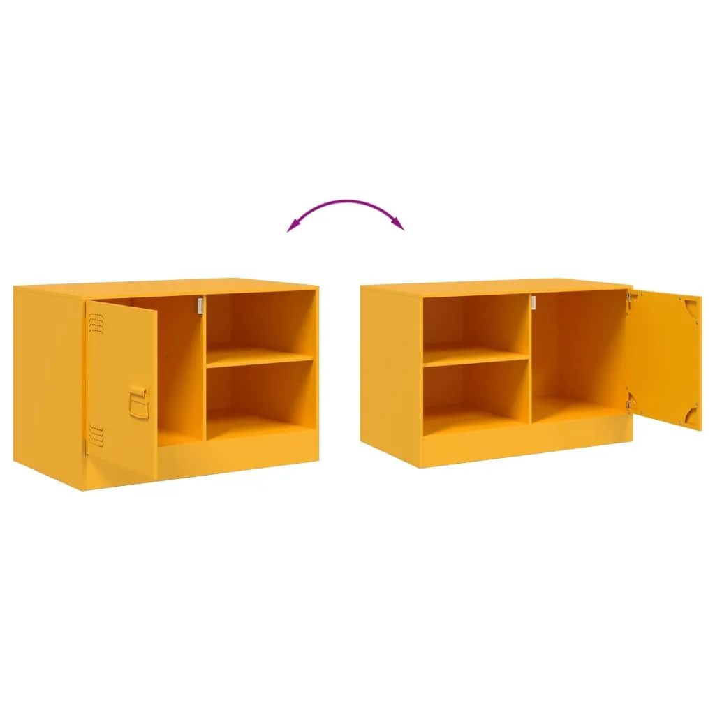 Meuble TV en acier jaune moutarde | Rangement compact et robuste - 10