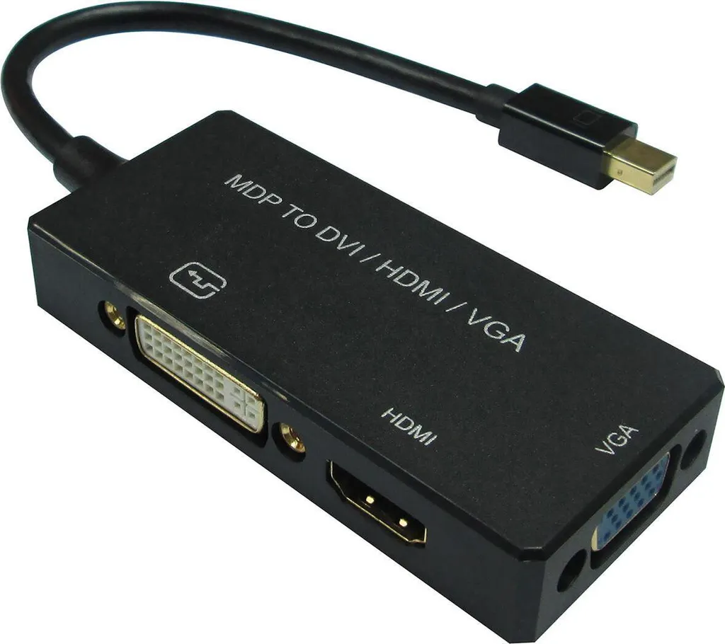 VALUE Adaptateur Mini DP vers HDMI DVI DP Noir 10cm Haute Résolution