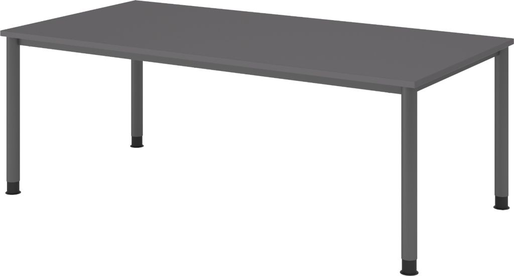 bümö Schreibtisch Serie-H Gestell: Graphit - Nachbildung: Graphit, Größe: 200 x 100 cm