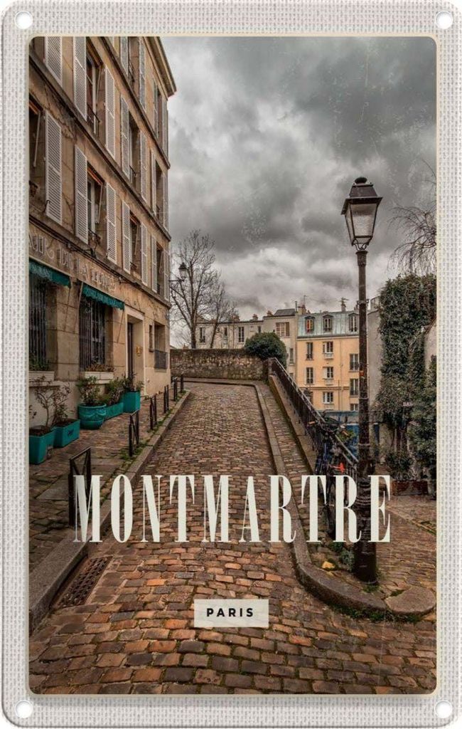 vianmo Blechschild 18x12 cm Montmartre Altstadt Reiseziel Bildmotiv Reisemotiv Abenteuer Reisen Urlaub