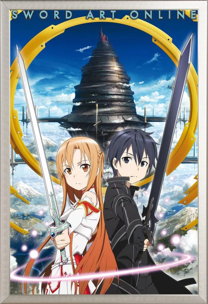 Poster Sword Art Online encadré argent pour déco chambre geek
