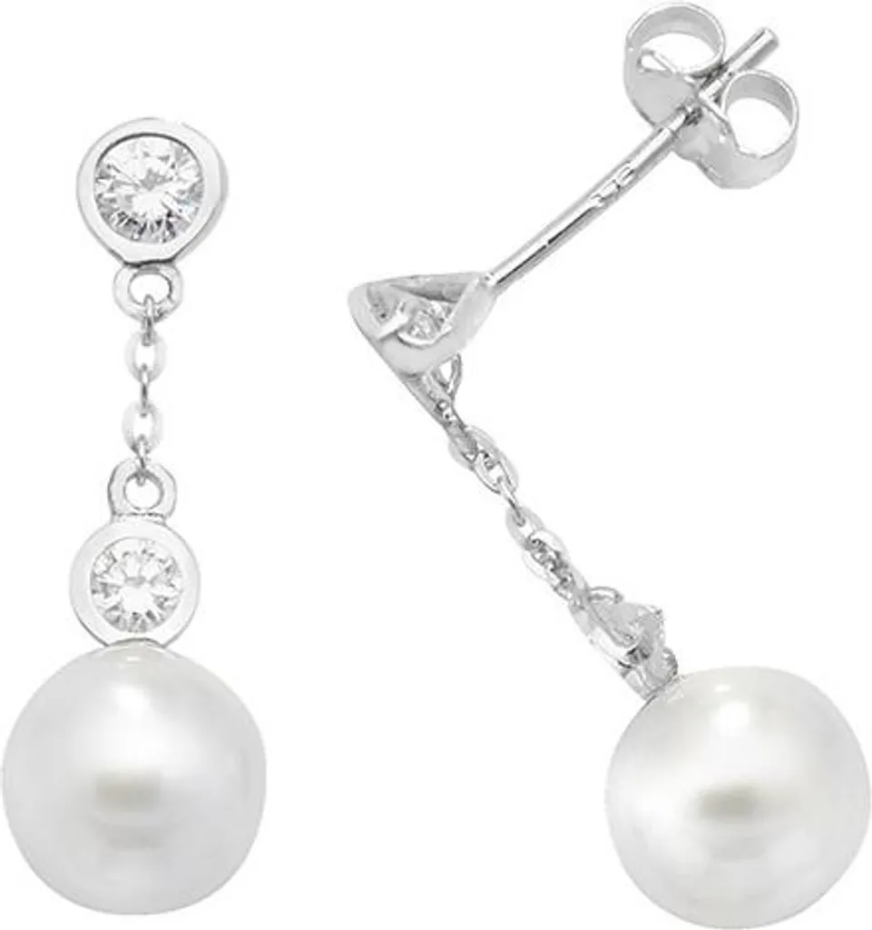 Boucles d'Oreilles Hypoallergéniques Or Blanc 375 et Perle Veritable