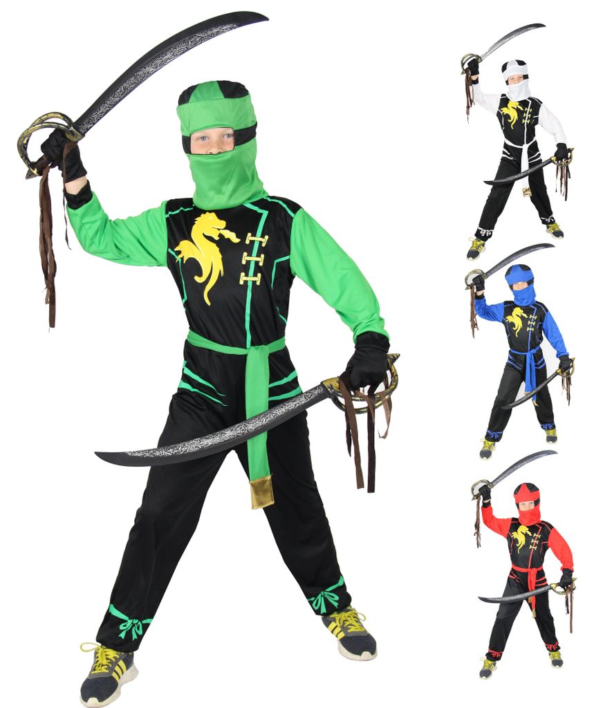 Drachen Ninja Kostüm für Jungen schwarzes Ninjakostüm Produktbild 