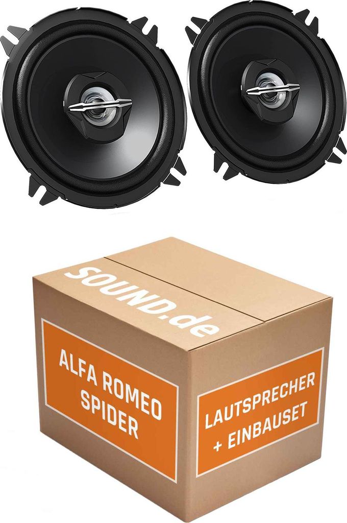 Lautsprecher Boxen Einbaupaket hinten JVC CS-J520 passend für Alfa Romeo Spider Tipo 916 | 2x Tief-Mitteltöner mit integriertem Hochtöner 250W MAX