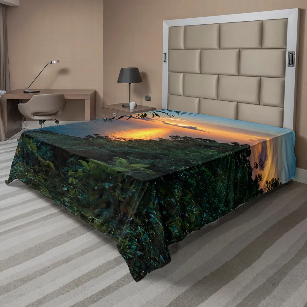 ABAKUHAUS Drap de lit Forêt Tropicale 275x260cm en Tissu Doux Vert