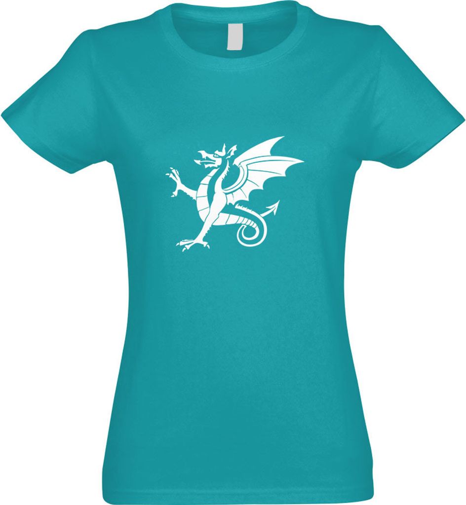 Kiwistar - T-Shirt tailliert - Damen - türkis - Anglo Saxon White Wyrm - mit Motiv Bedruckt - Funshirt Design - Sport - Freizeit - Damen - XXL