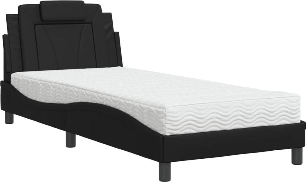 vidaXL Bett "Viana" mit Matratze Schwarz 90x190 cm Kunstleder