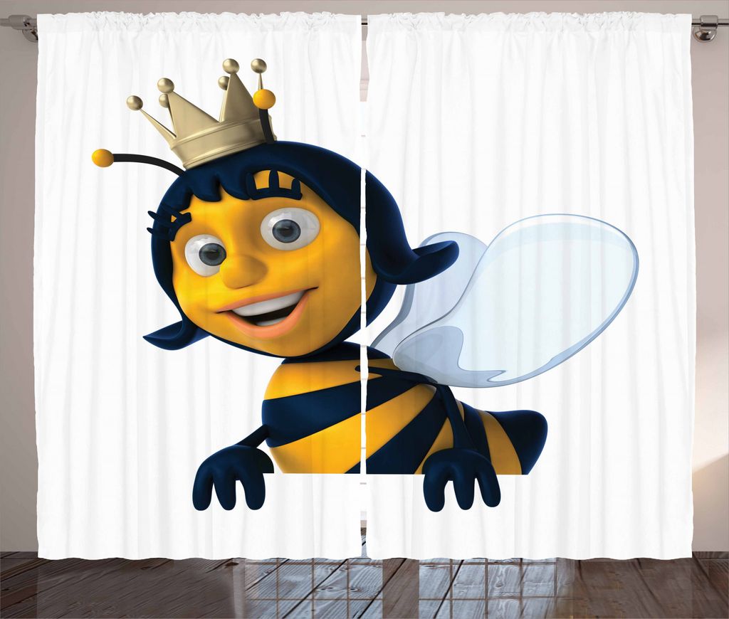 ABAKUHAUS Bienenkönigin Rustikaler Vorhang, Mutter der Kolonie, Wohnzimmer Universalband Gardinen mit Schlaufen und Haken, 280 x 225 cm, Braun Gel...