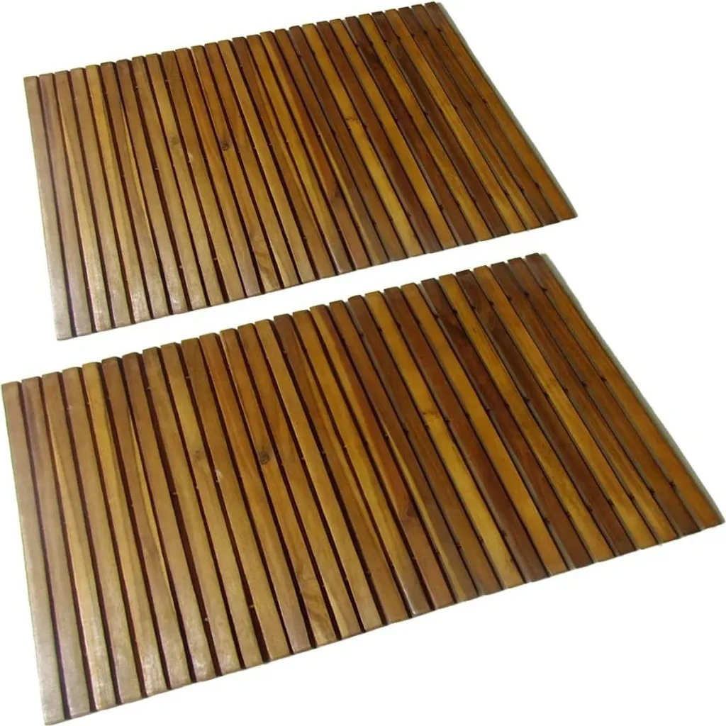 Pedana Bagno in Acacia Naturale 80x50 cm | Set 2 Pezzi Esclusivo