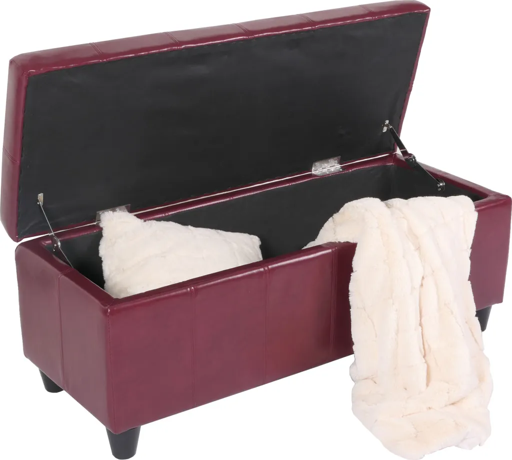 Banc d'entrée avec rangement rouge Kriens 112x45x45cm cuir chic FSC