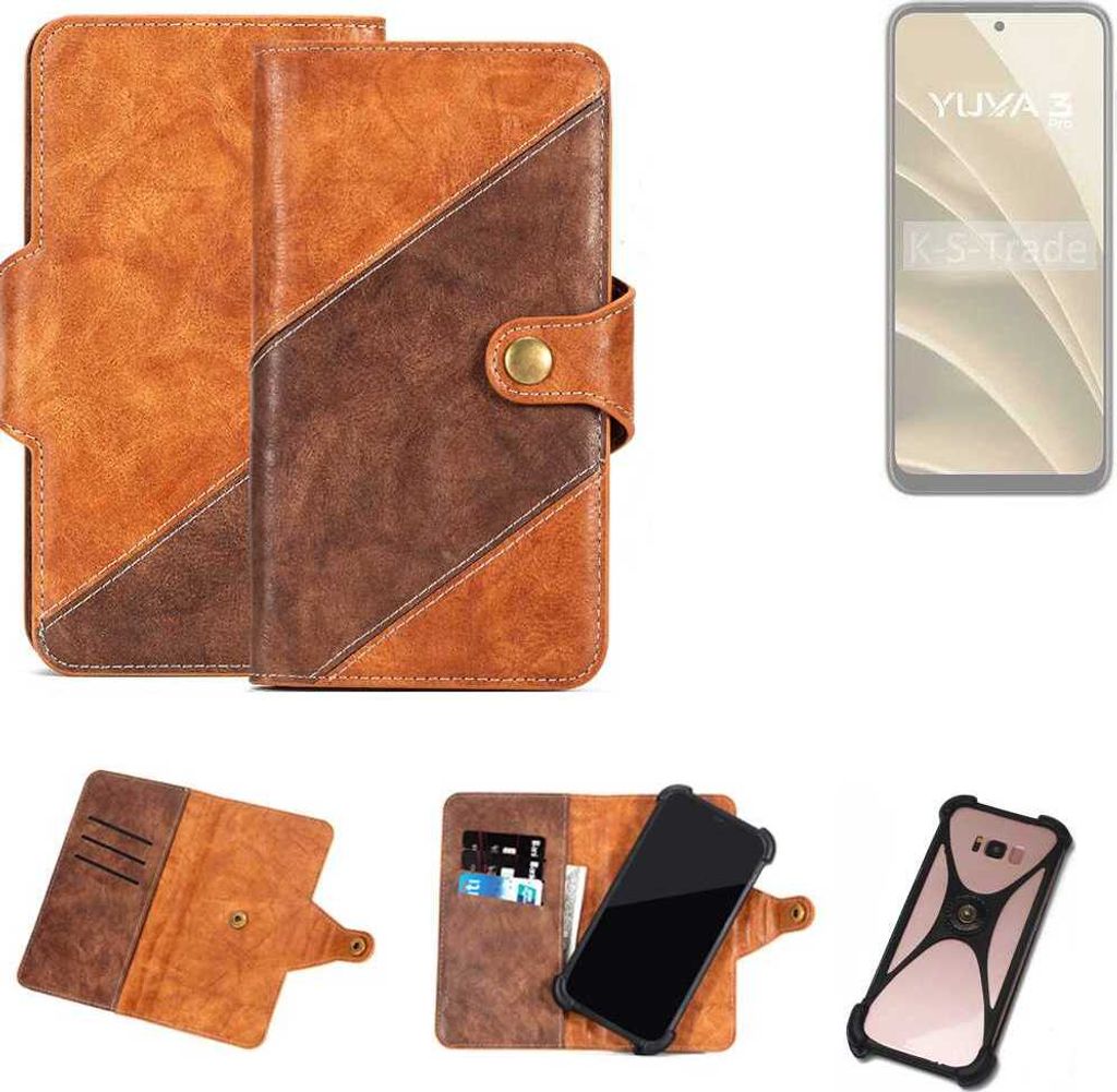 K-S-Trade Handyhülle Schutzhülle Bookstyle Case Wallet-Case kompatibel mit Lava Yuva 3 Pro Cover Klapphülle Kantenschutz Smartphone dunkelbraun