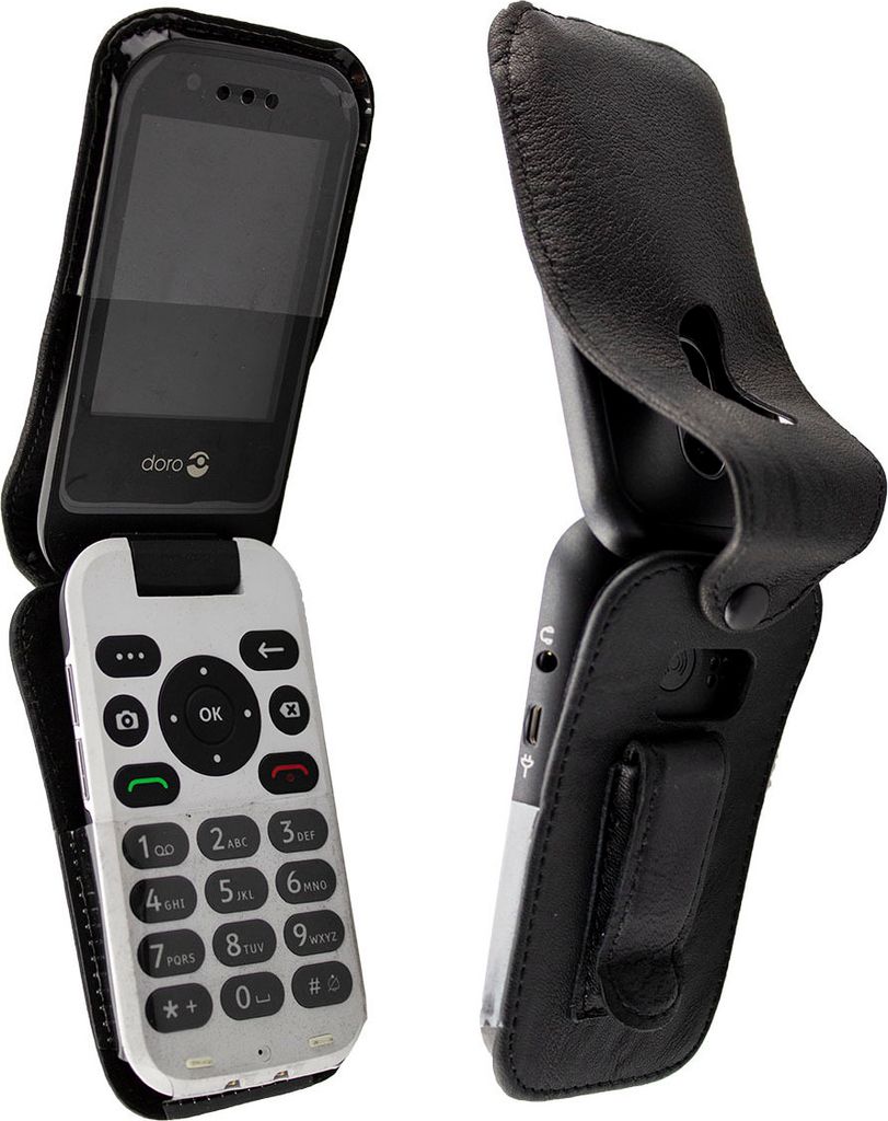 caseroxx Ledertasche mit Gürtelclip kompatibel mit Doro 7030 / 7031 aus Echtleder, Tasche mit Gürtelclip und Sichtfenster