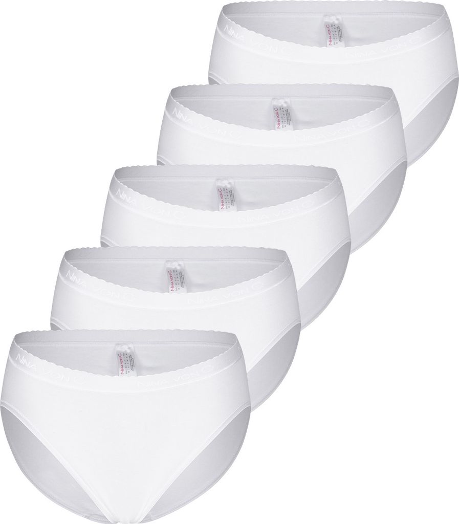 Nina von C. 5er Pack Basic Midi Slip Pflegeleicht uns formbeständig, Schmaler Glanzgummi am Beinabschluss, Ohne Seitennähte