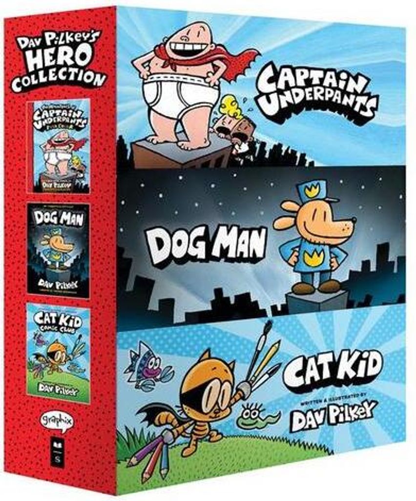 Dav Pilkey's Hero Collection (Captain Underpants #1, Dog Man #1, Cat Kid Comic Club #1)
