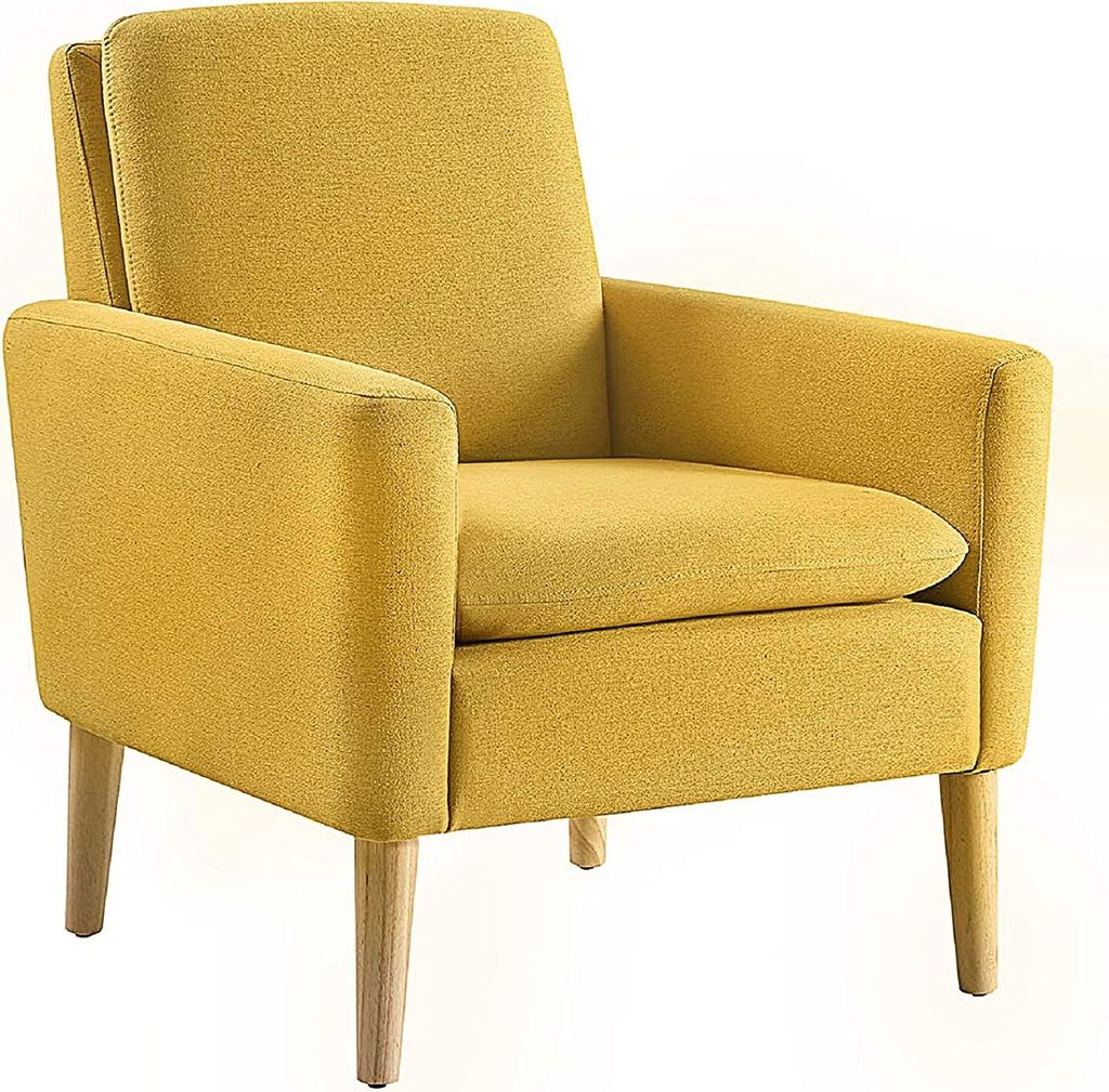 Sessel Ohrensessel mit Armlehnen, Armlehnensessel Bequem und Modern, Fernsehsessel Relaxsessel Wohnzimmer Clubsessel Sofa 160 KG belastbar Gelb