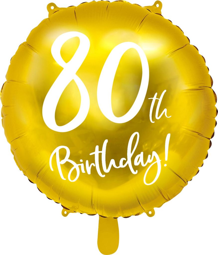 18"/Ø45cm Folienballon "80th Birthday" | Gold Produktbild 
