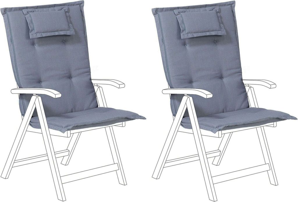 BELIANI Auflage für Gartenstuhl Blau Polsterbezug 2er Set Gartenmöbel