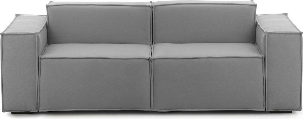 Festes Sofa Paola, Lineares modulares 2-Sitzer-Sofa, 100% Italy, Modernes Wohnzimmersofa aus Stoff, Cm 220x95h70, Grau