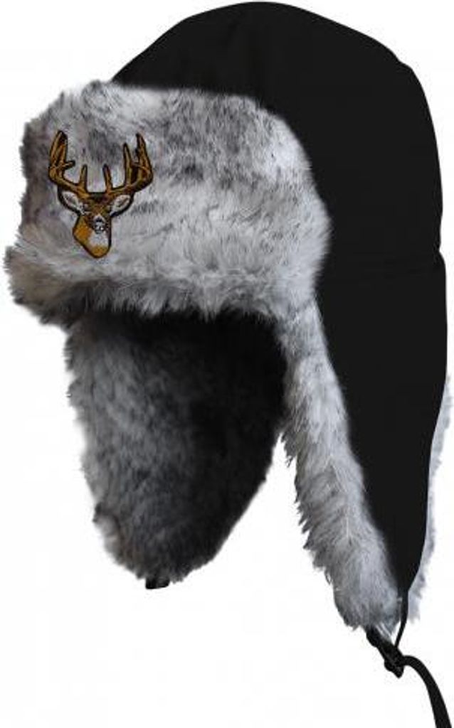 Chapka Pilotenmütze mit Stickerei Hirsch 60010-11 schwarz - verschiedene Größen zur Wahl Größe - S/M