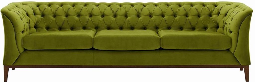 Dreisitzer-Sofa Chesterfield Modern Wood aus medizinischem Schaumstoff-Velluto 9-dark oak