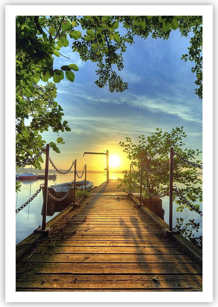 Poster - Poster ohne Rahmen - See Sonnenuntergang Boot Produktbild 
