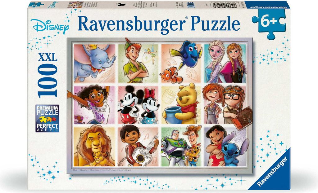 Ravensburger Kinderpuzzle - 12004118 Disney Multicharacter - Puzzle für Kinder ab 6 Jahren, mit 100 Teilen im XXL-Format